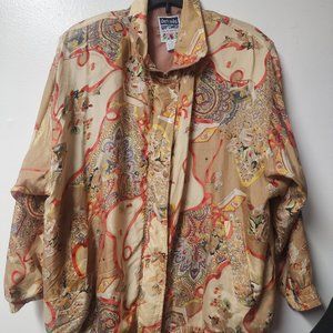 Vintage Details Sportswear Womens Silk Blend Zip Up Bomber Jacket 1X Flawed